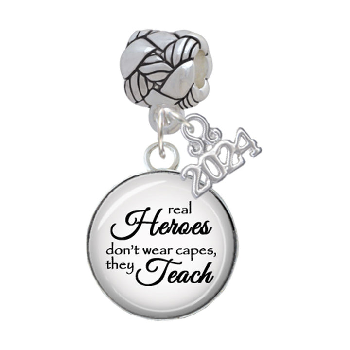 Delight Jewelry Domed Real Heroes Teach Woven Rope Charm Bead Dangle with Year 2024 Image 1