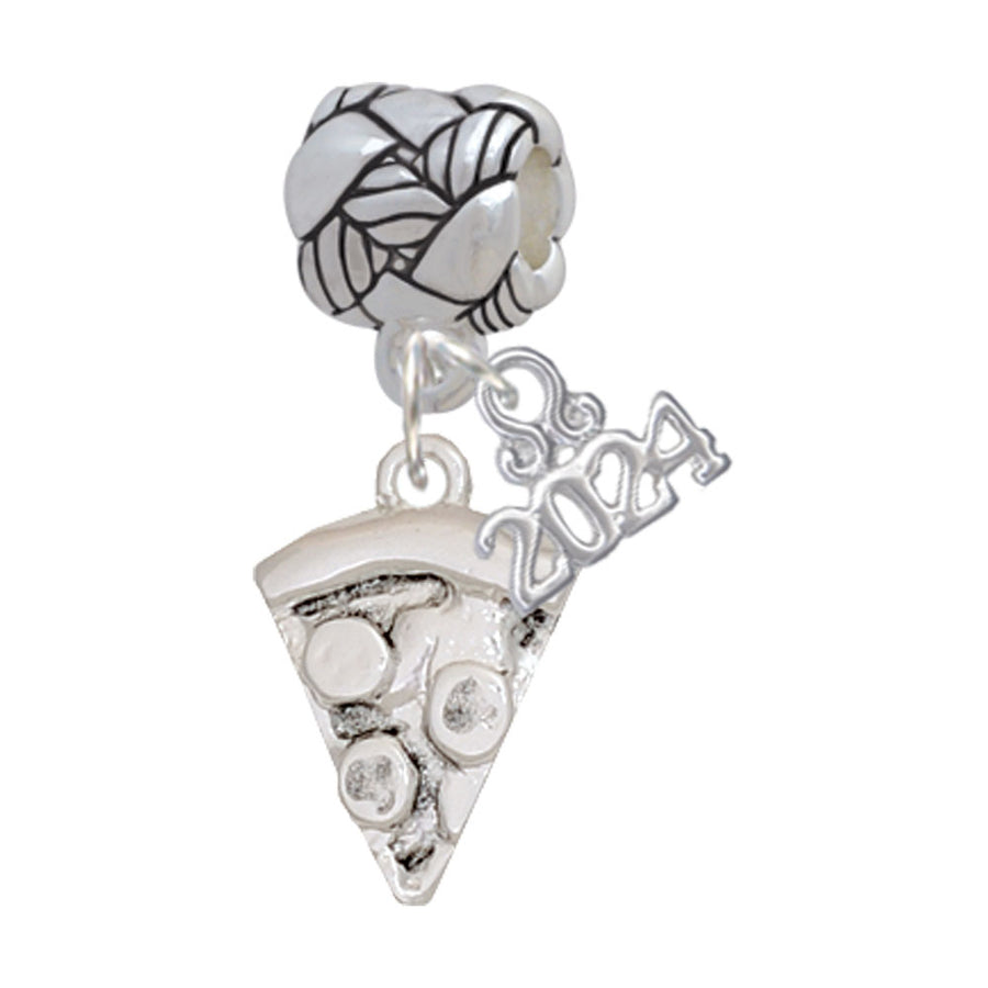 Delight Jewelry Silvertone Pizza Slice Woven Rope Charm Bead Dangle with Year 2024 Image 1