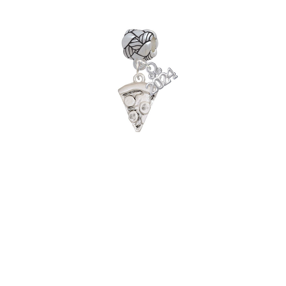 Delight Jewelry Silvertone Pizza Slice Woven Rope Charm Bead Dangle with Year 2024 Image 2