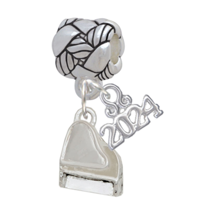 Delight Jewelry Silvertone 3-D Grand Piano Woven Rope Charm Bead Dangle with Year 2024 Image 1