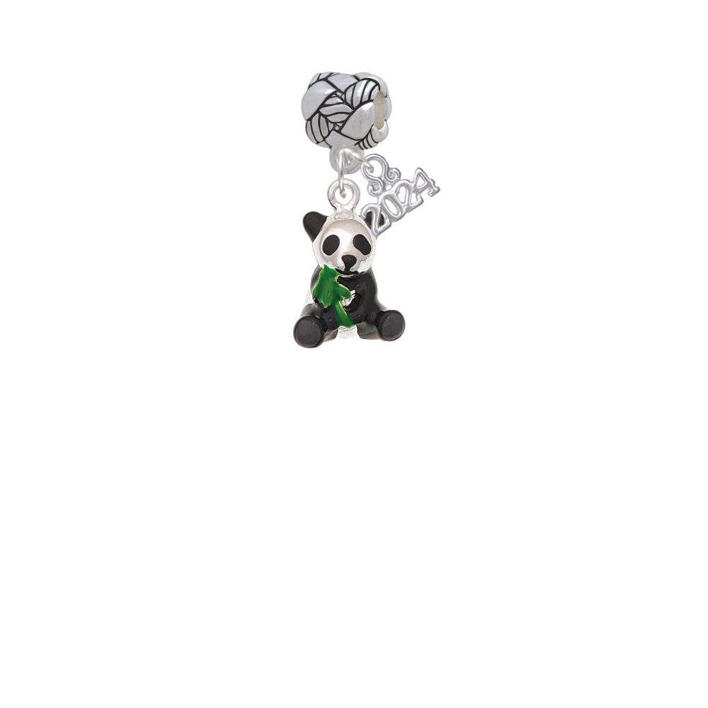 Delight Jewelry Silvertone Enamel Sitting Panda Woven Rope Charm Bead Dangle with Year 2024 Image 2