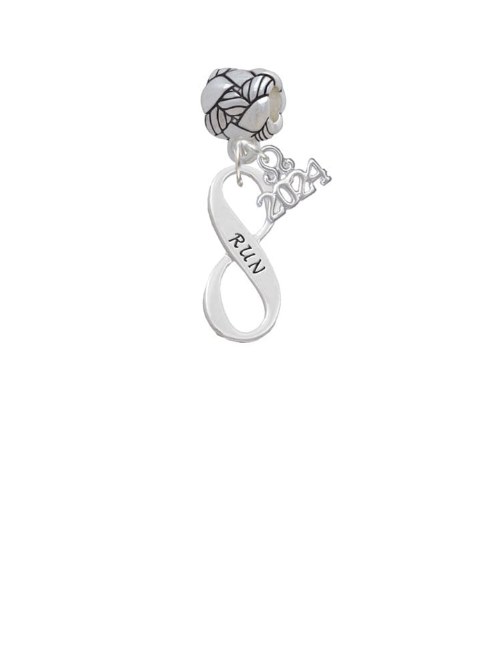 Delight Jewelry Silvertone Run Infinity Sign Woven Rope Charm Bead Dangle with Year 2024 Image 1