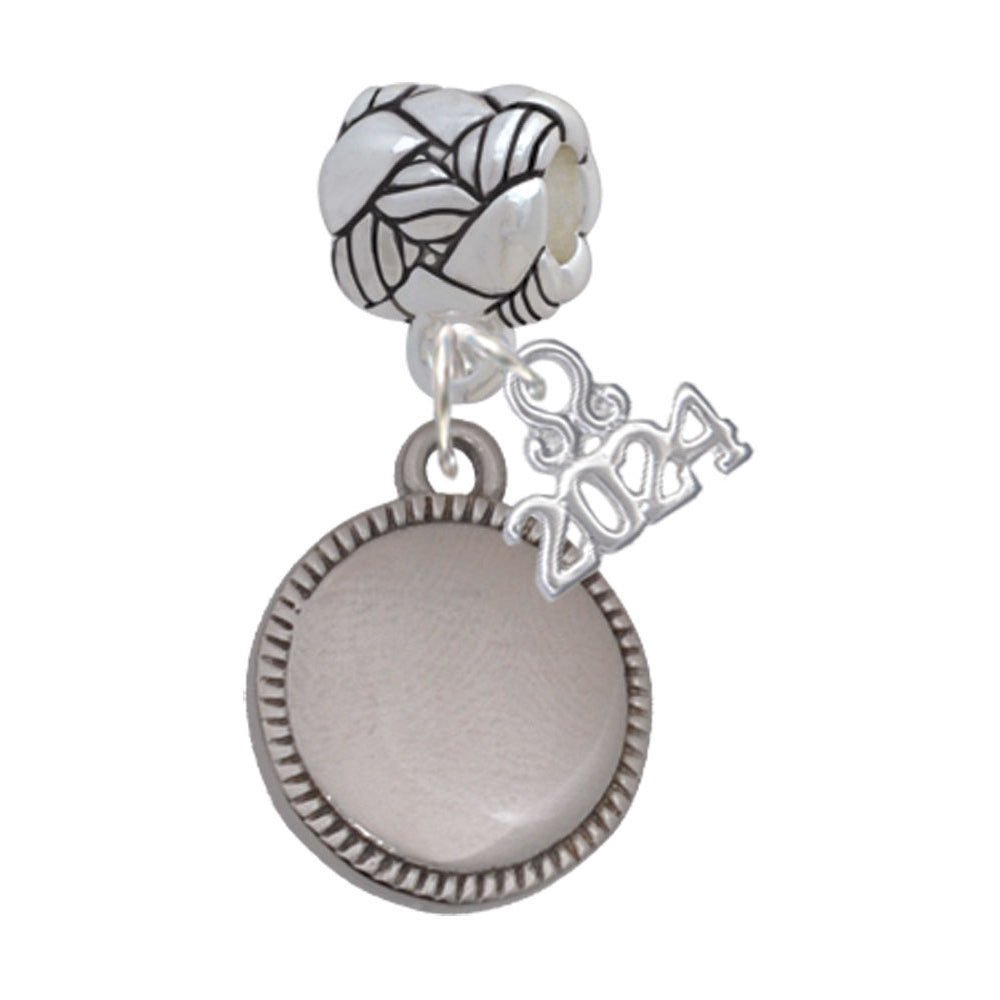 Delight Jewelry Stainless Steel Disc with Border Woven Rope Charm Bead Dangle with Year 2024 Image 1