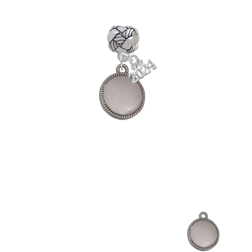 Delight Jewelry Stainless Steel Disc with Border Woven Rope Charm Bead Dangle with Year 2024 Image 2