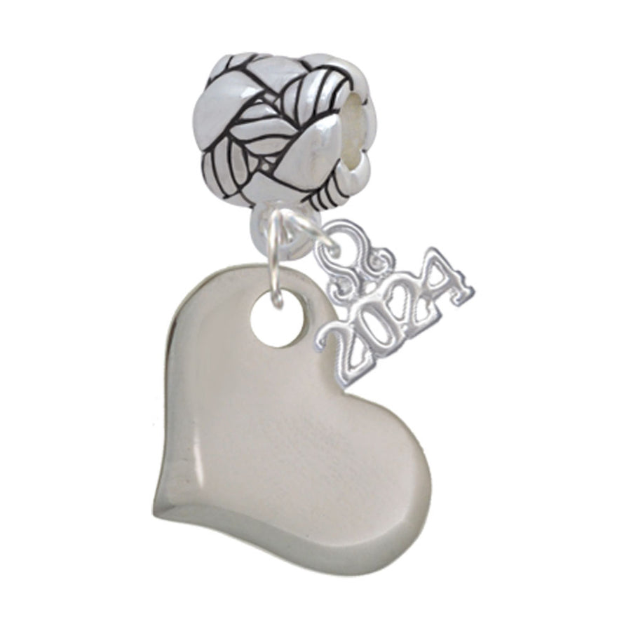 Delight Jewelry Stainless Steel Heart Woven Rope Charm Bead Dangle with Year 2024 Image 1