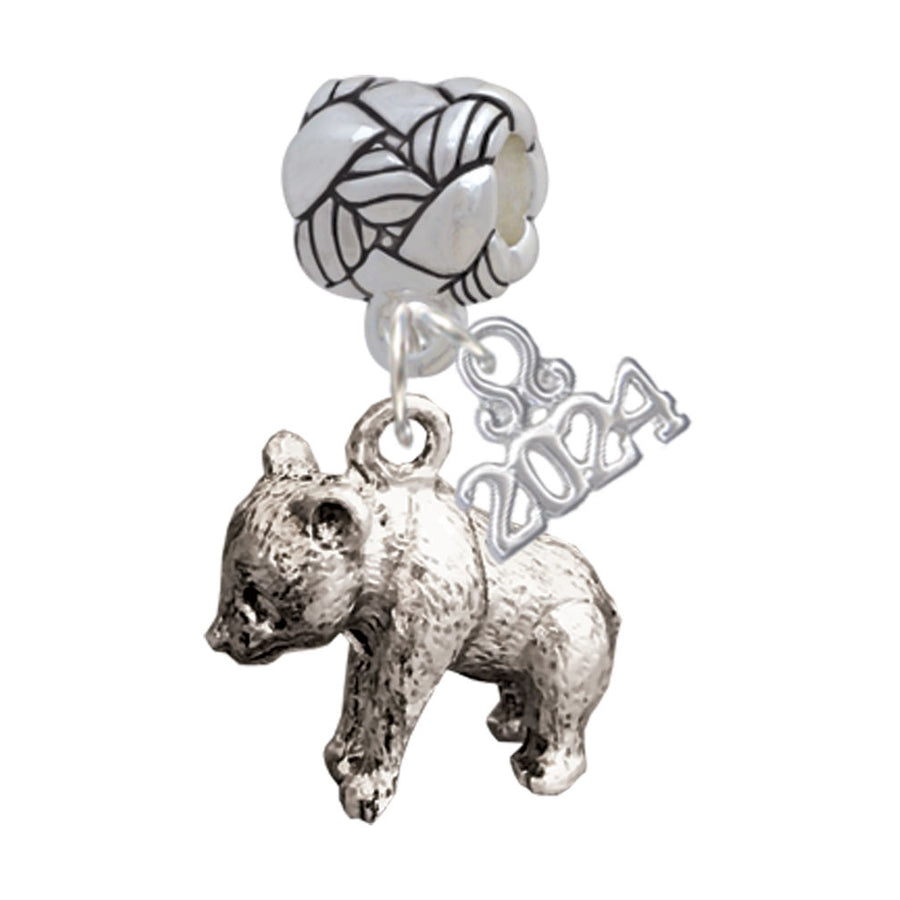Delight Jewelry Silvertone Panda Bear Standing Woven Rope Charm Bead Dangle with Year 2024 Image 1
