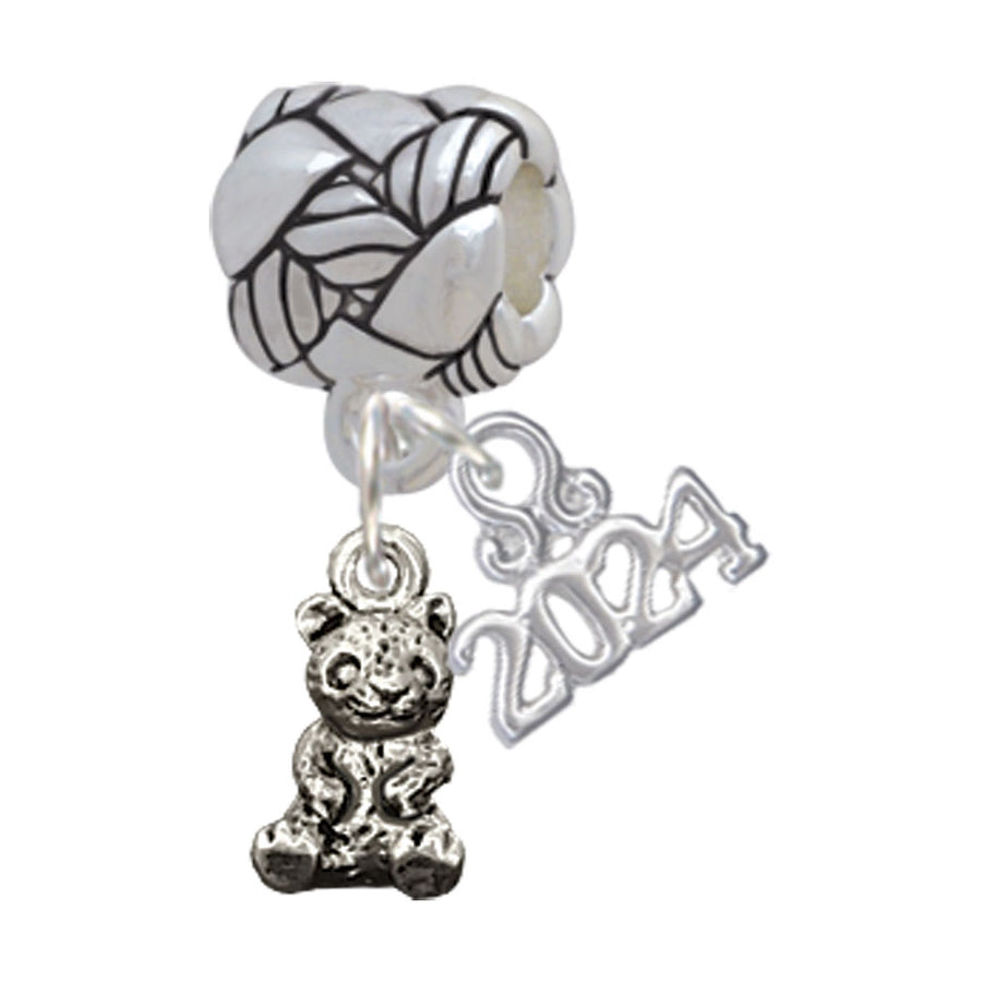 Delight Jewelry Silvertone Panda Bear Cub Sitting Woven Rope Charm Bead Dangle with Year 2024 Image 1