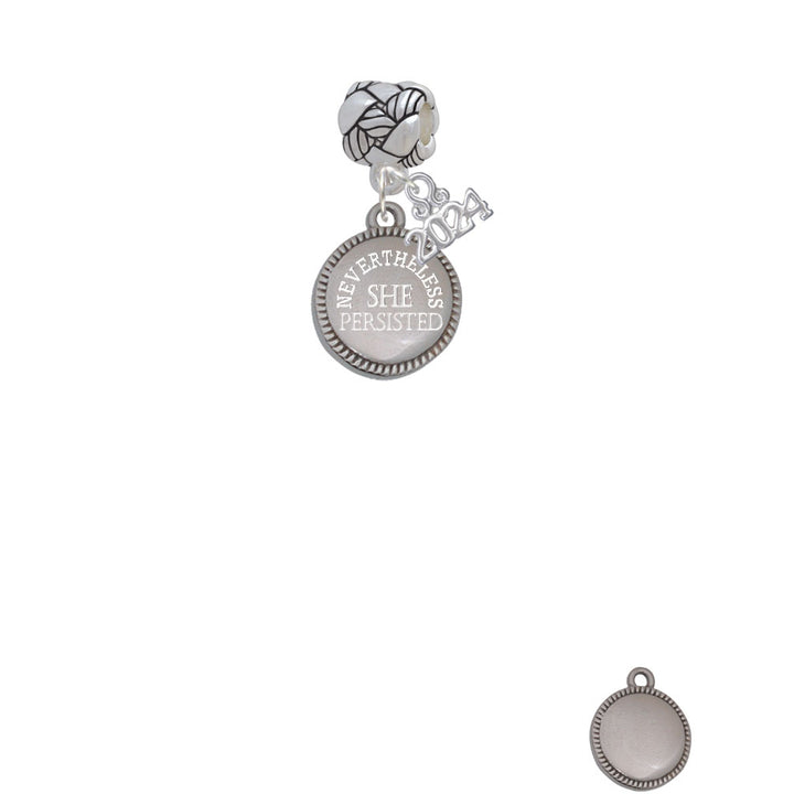 Delight Jewelry Stainless Steel Disc Nevertheless She Persisted Woven Rope Charm Bead Dangle with Year 2024 Image 2