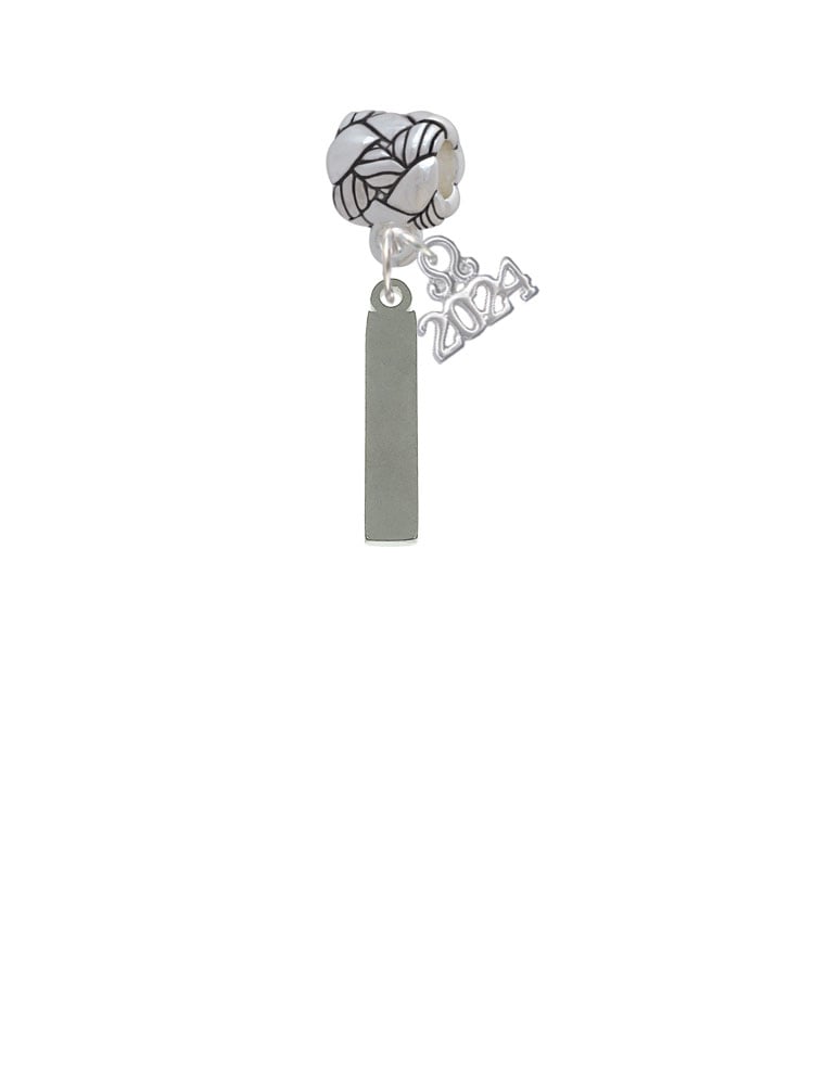 Delight Jewelry Stainless Steel Rectangular Blank Tag - Woven Rope Charm Bead Dangle with Year 2024 Image 1