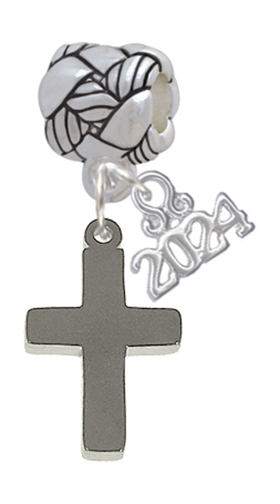 Delight Jewelry Stainless Steel 5/8" Cross - Woven Rope Charm Bead Dangle with Year 2024 Image 1