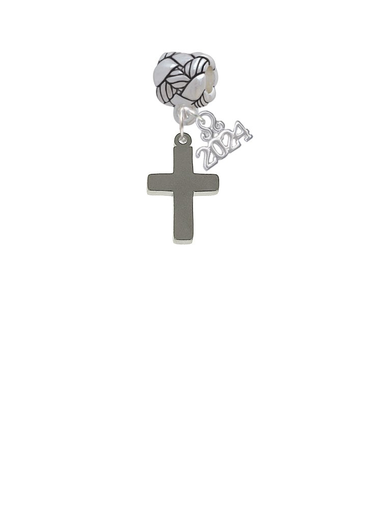 Delight Jewelry Stainless Steel 5/8" Cross - Woven Rope Charm Bead Dangle with Year 2024 Image 2