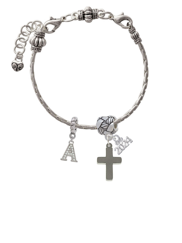 Delight Jewelry Stainless Steel 5/8" Cross - Woven Rope Charm Bead Dangle with Year 2024 Image 3