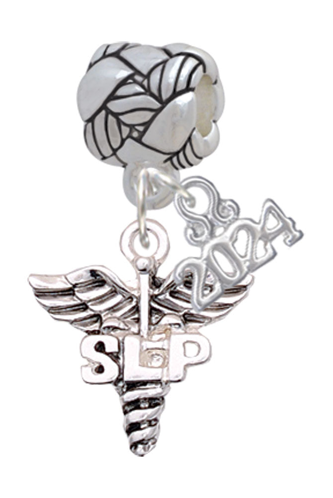 Delight Jewelry Silvertone SLP Caduceus - Woven Rope Charm Bead Dangle with Year 2024 Image 1