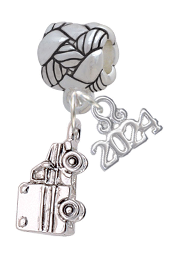 Delight Jewelry Silvertone 3-D Ambulance - Woven Rope Charm Bead Dangle with Year 2024 Image 1