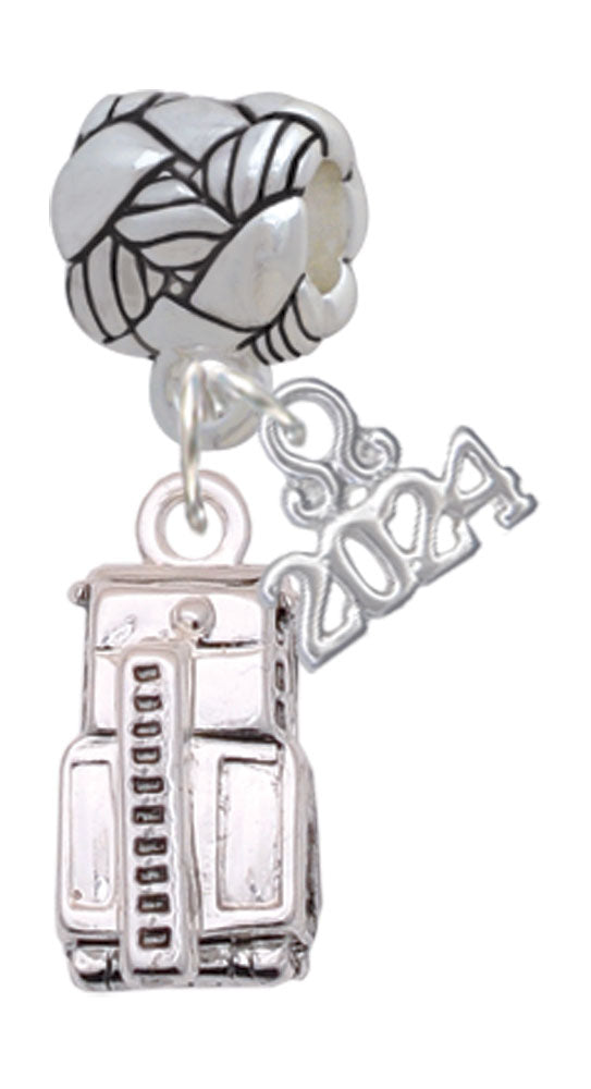 Delight Jewelry Silvertone 3-D Fire Engine - Woven Rope Charm Bead Dangle with Year 2024 Image 1