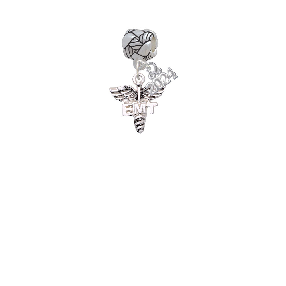 Delight Jewelry Silvertone EMT Caduceus - Woven Rope Charm Bead Dangle with Year 2024 Image 2