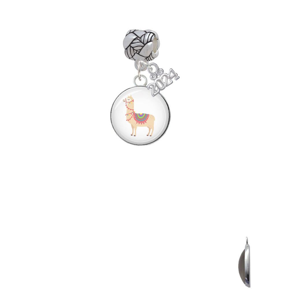 Delight Jewelry Silvertone Domed Llama Woven Rope Charm Bead Dangle with Year 2024 Image 2