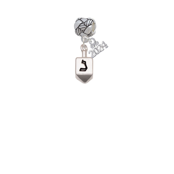Delight Jewelry Silvertone 3-D Dreidel - Woven Rope Charm Bead Dangle with Year 2024 Image 2