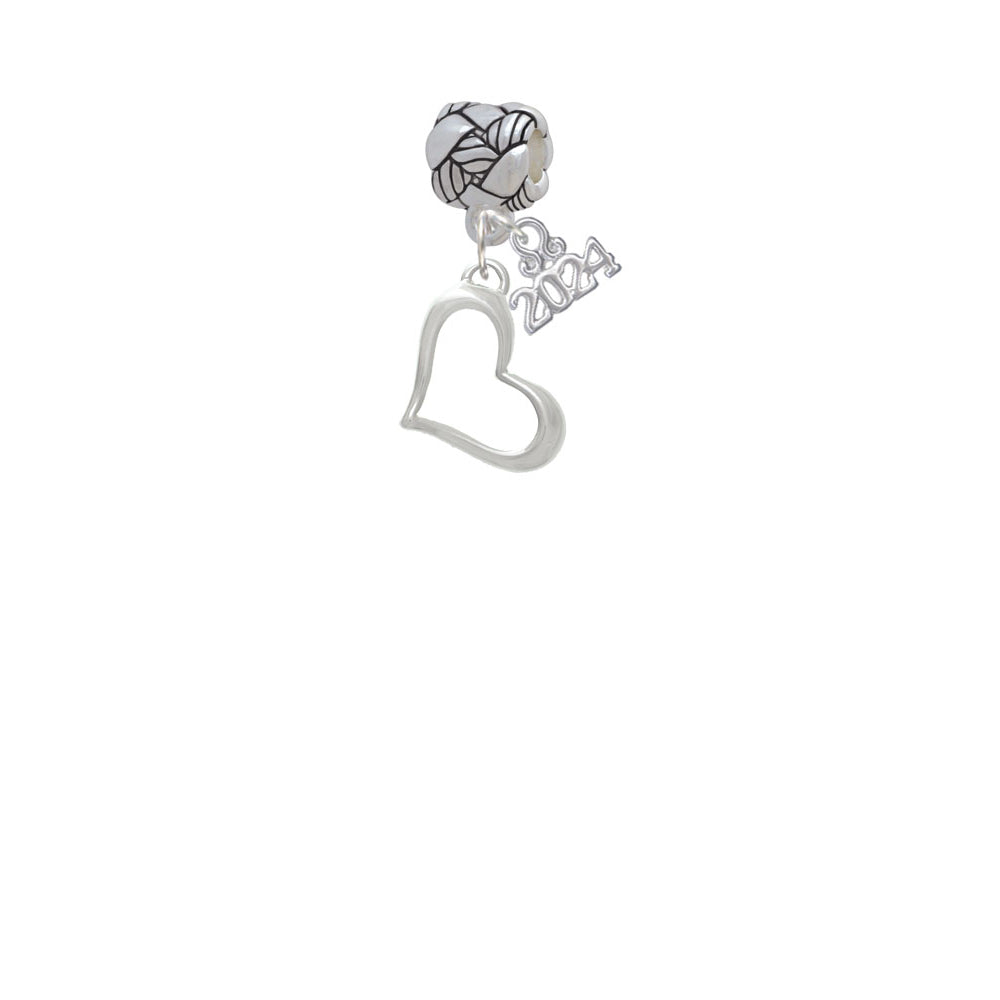 Delight Jewelry Silvertone Slanted Open Heart Woven Rope Charm Bead Dangle with Year 2024 Image 2
