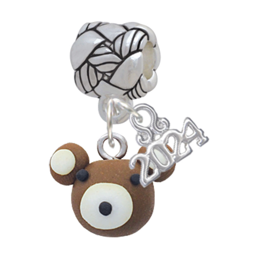 Delight Jewelry Fimo Clay Teddy Bear Woven Rope Charm Bead Dangle with Year 2024 Image 1
