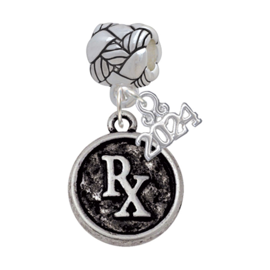 Delight Jewelry Silvertone Medical Caduceus Seal - Rx Woven Rope Charm Bead Dangle with Year 2024 Image 1