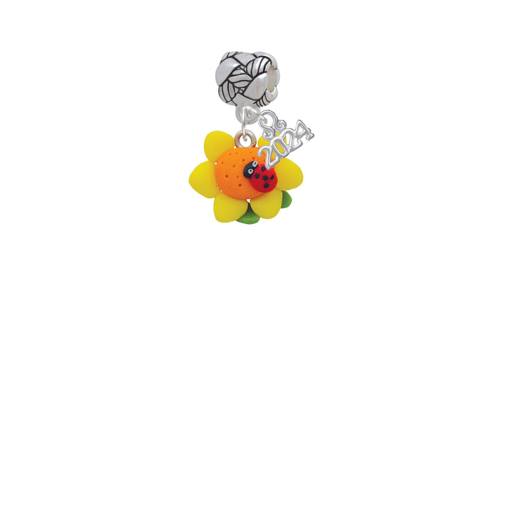 Delight Jewelry Fimo Clay Sunflower with Ladybug Woven Rope Charm Bead Dangle with Year 2024 Image 2