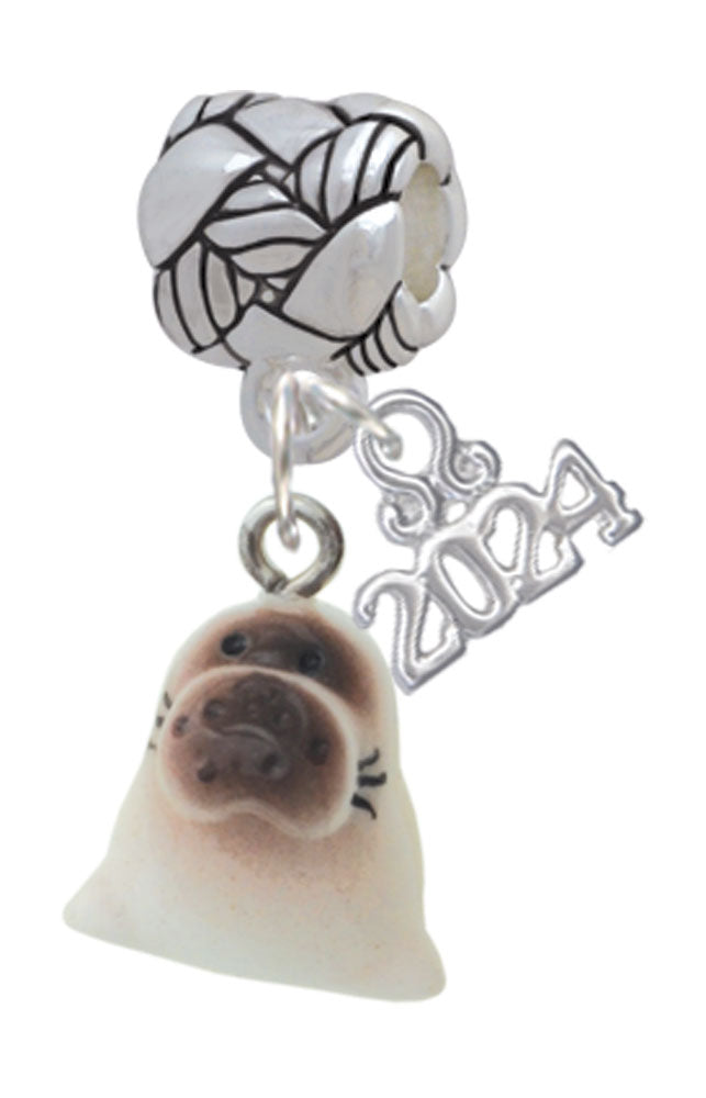 Delight Jewelry Resin White Harp Seal Pup Woven Rope Charm Bead Dangle with Year 2024 Image 1