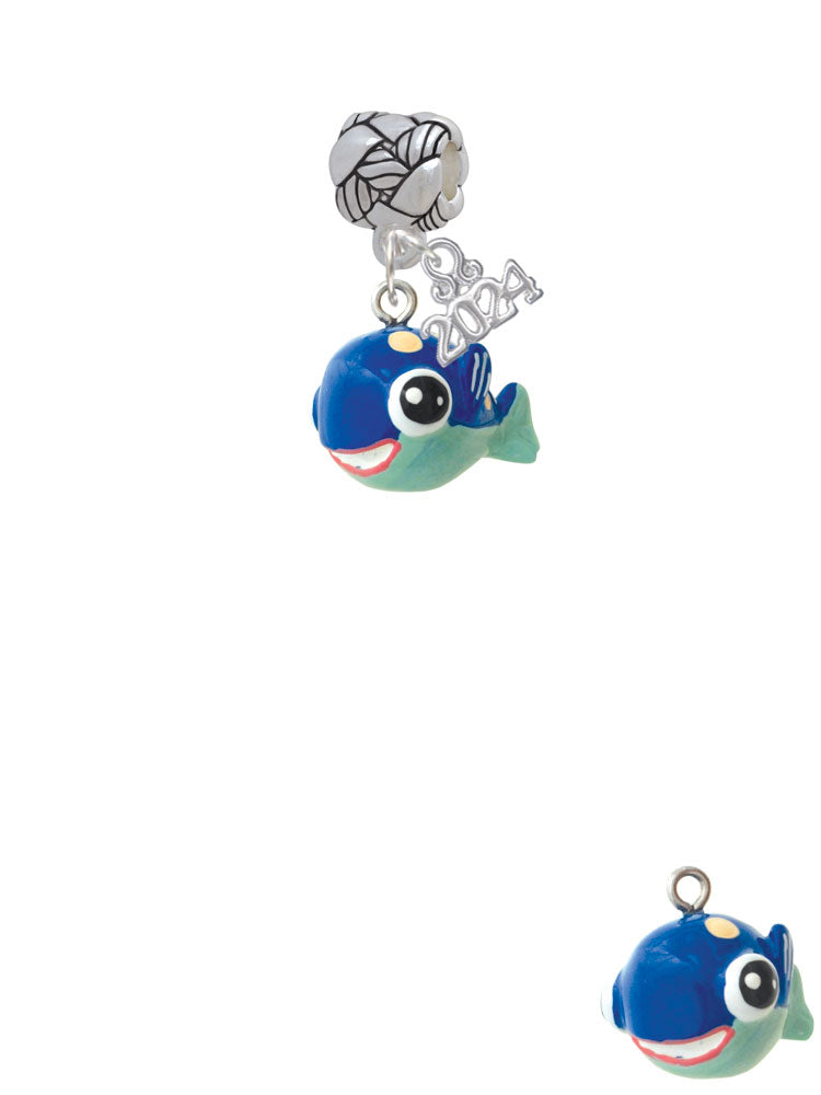 Delight Jewelry Resin Blue Fish with Pink Polka Dots Woven Rope Charm Bead Dangle with Year 2024 Image 2
