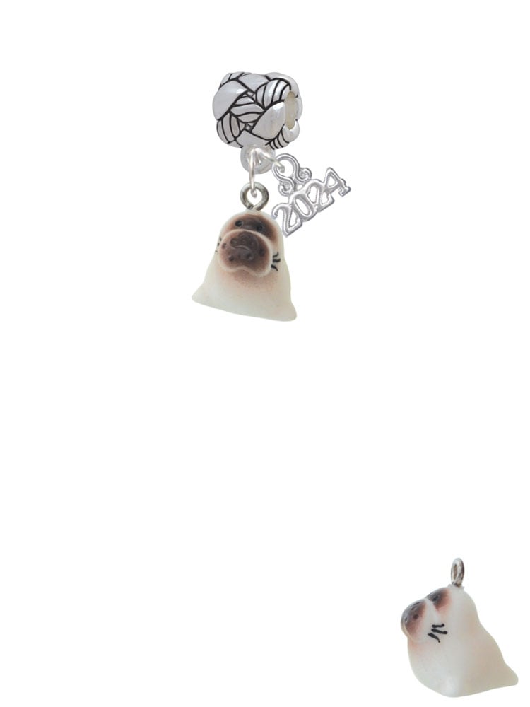 Delight Jewelry Resin White Harp Seal Pup Woven Rope Charm Bead Dangle with Year 2024 Image 2