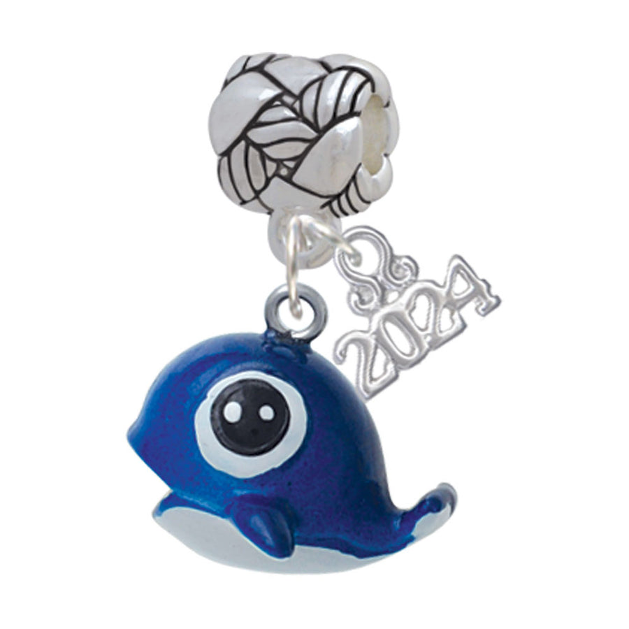 Delight Jewelry Resin Cute Blue Whale Woven Rope Charm Bead Dangle with Year 2024 Image 1