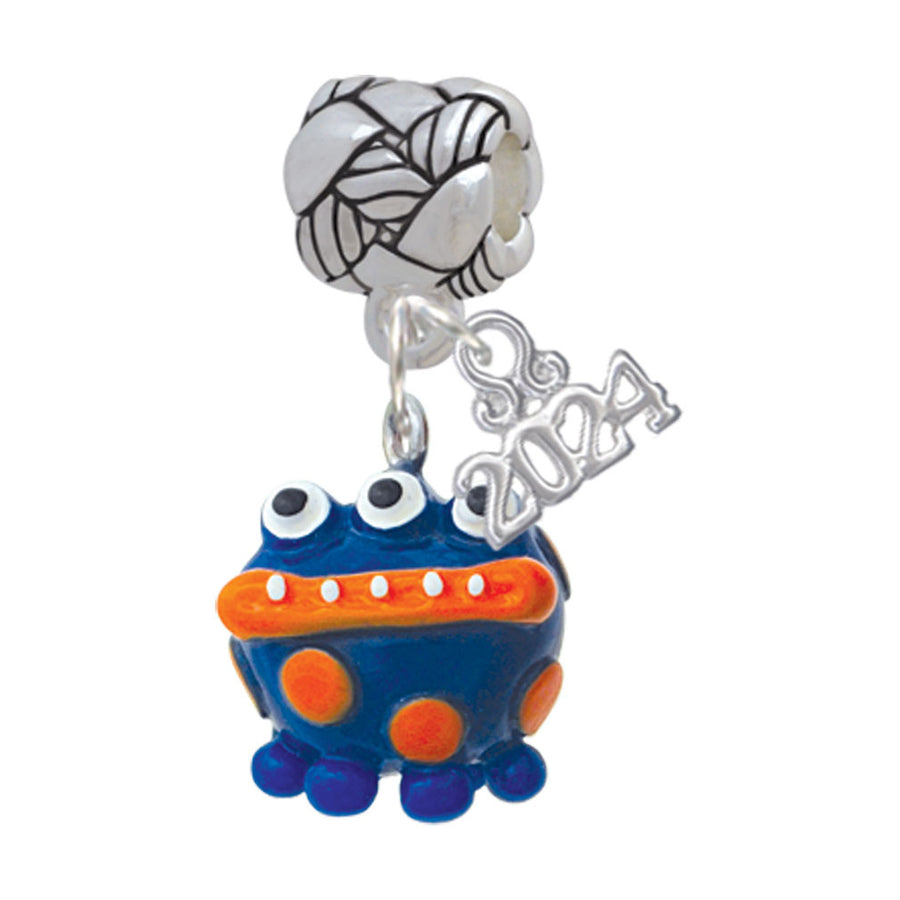 Delight Jewelry Resin Blue Alien with Orange Dots Woven Rope Charm Bead Dangle with Year 2024 Image 1