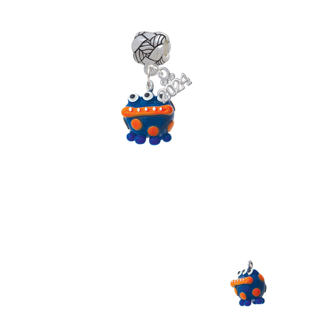 Delight Jewelry Resin Blue Alien with Orange Dots Woven Rope Charm Bead Dangle with Year 2024 Image 2