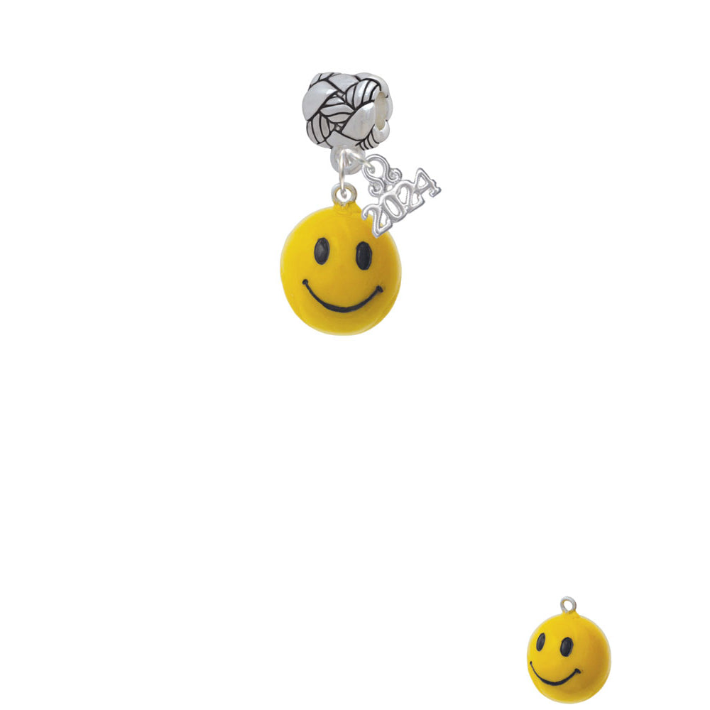 Delight Jewelry Resin Large 3-D Happy Face Woven Rope Charm Bead Dangle with Year 2024 Image 2