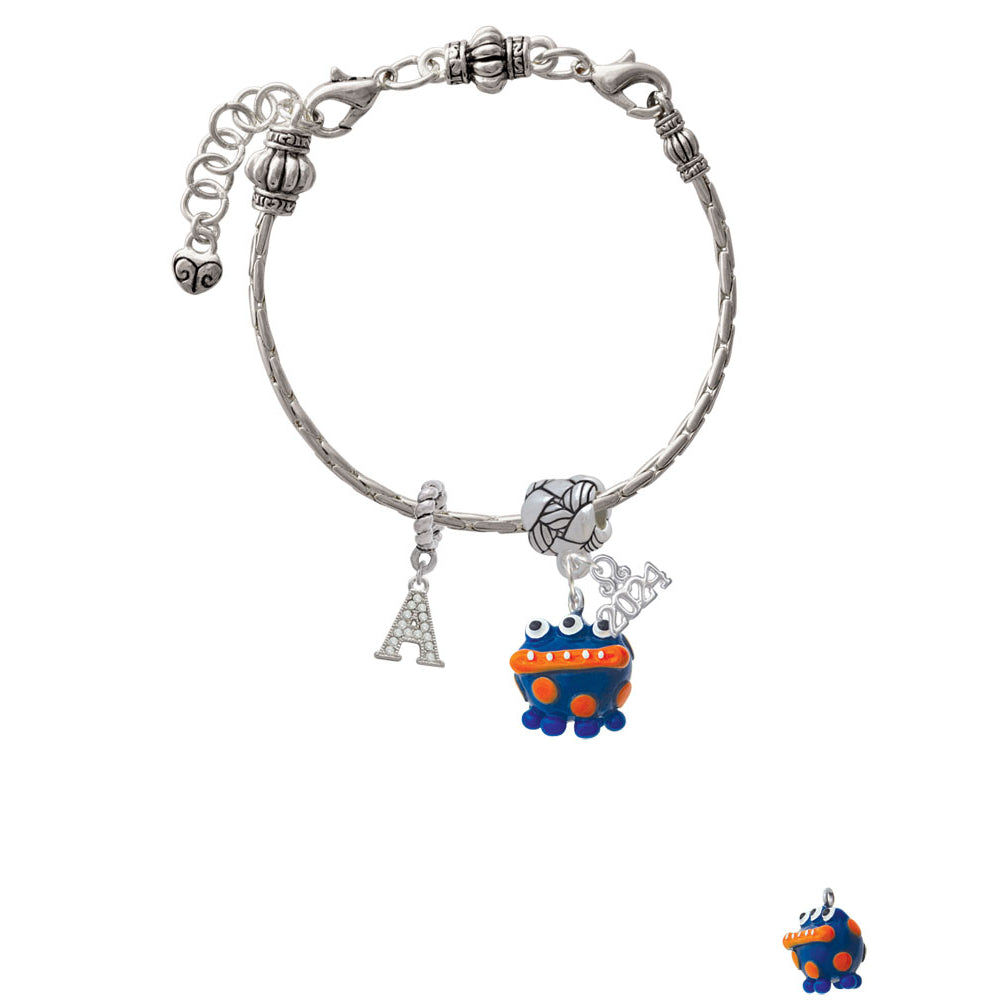 Delight Jewelry Resin Blue Alien with Orange Dots Woven Rope Charm Bead Dangle with Year 2024 Image 3