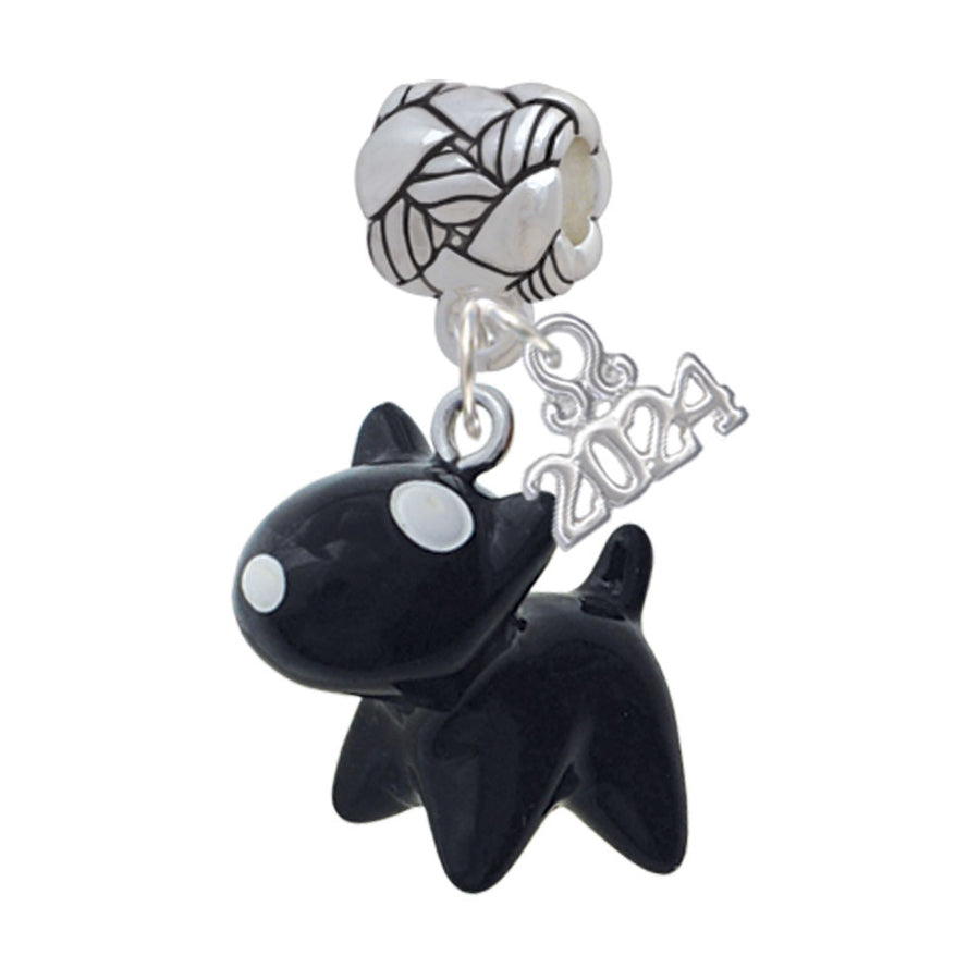 Delight Jewelry Resin Black Bull Terrier Dog Woven Rope Charm Bead Dangle with Year 2024 Image 1
