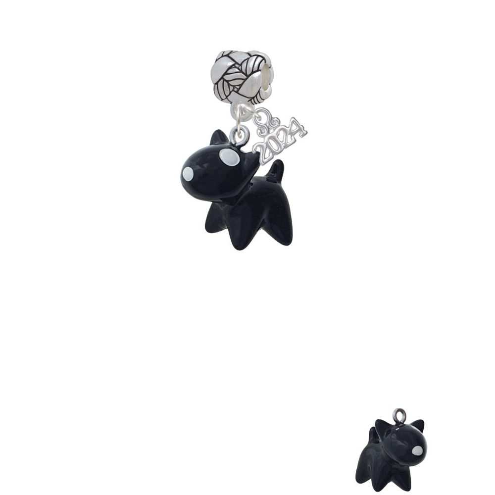 Delight Jewelry Resin Black Bull Terrier Dog Woven Rope Charm Bead Dangle with Year 2024 Image 2