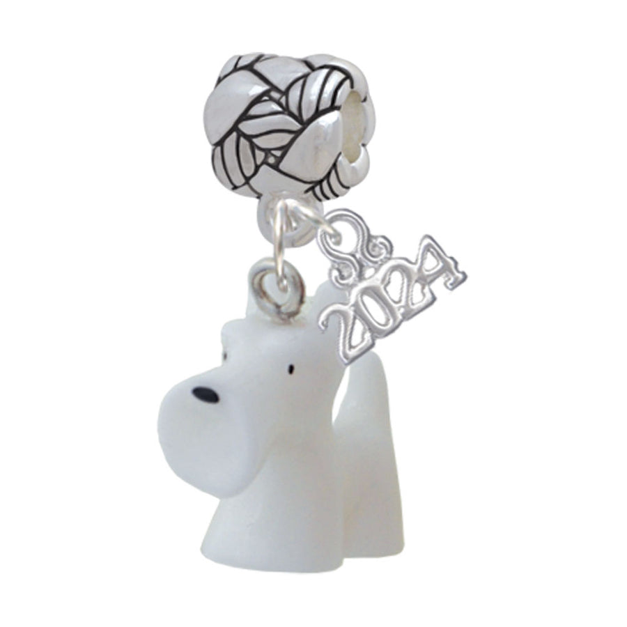 Delight Jewelry Resin White Scottie Dog Woven Rope Charm Bead Dangle with Year 2024 Image 1