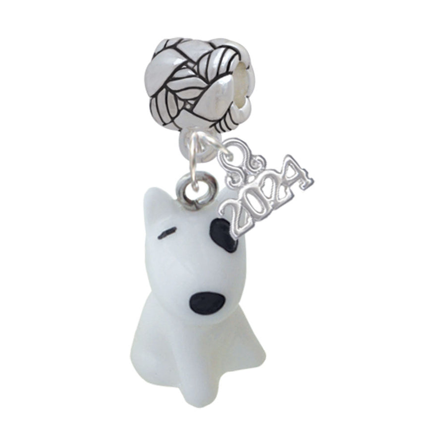 Delight Jewelry Resin White Bull Terrier Dog Woven Rope Charm Bead Dangle with Year 2024 Image 1
