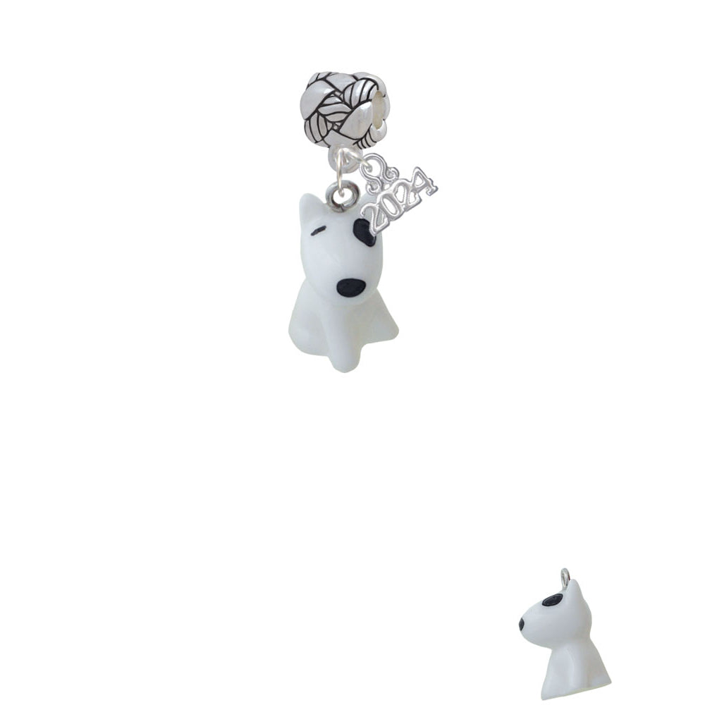 Delight Jewelry Resin White Bull Terrier Dog Woven Rope Charm Bead Dangle with Year 2024 Image 2