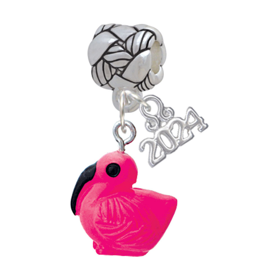 Delight Jewelry Resin Hot Pink Flamingo Woven Rope Charm Bead Dangle with Year 2024 Image 1