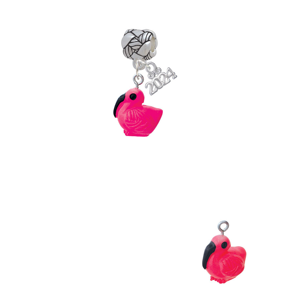 Delight Jewelry Resin Hot Pink Flamingo Woven Rope Charm Bead Dangle with Year 2024 Image 2