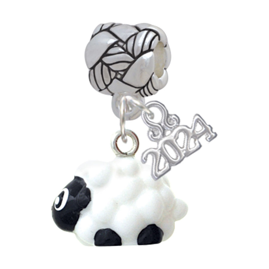 Delight Jewelry Resin White Lamb Woven Rope Charm Bead Dangle with Year 2024 Image 1
