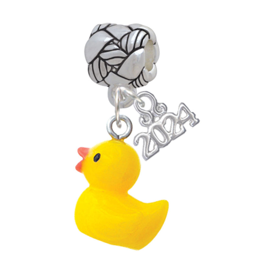 Delight Jewelry Resin Yellow Ducky Woven Rope Charm Bead Dangle with Year 2024 Image 1