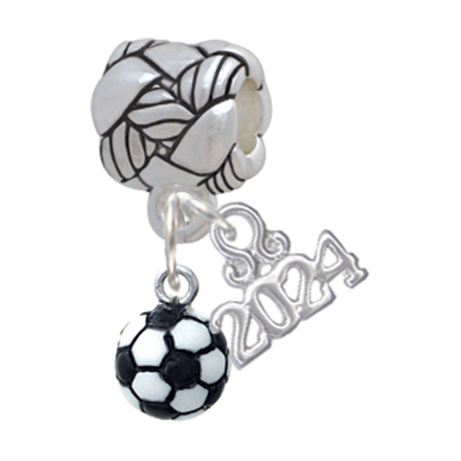 Delight Jewelry Resin Soccer ball Woven Rope Charm Bead Dangle with Year 2024 Image 1