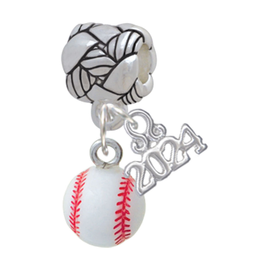 Delight Jewelry Resin Baseball Woven Rope Charm Bead Dangle with Year 2024 Image 1