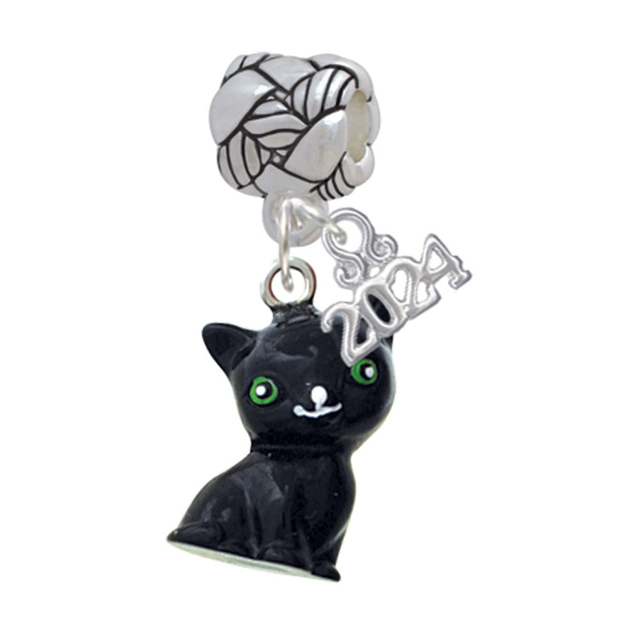Delight Jewelry Resin Black Cat Woven Rope Charm Bead Dangle with Year 2024 Image 1
