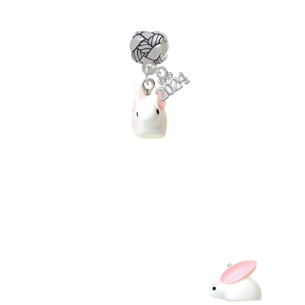Delight Jewelry Resin White Big Ear Bunny Woven Rope Charm Bead Dangle with Year 2024 Image 2