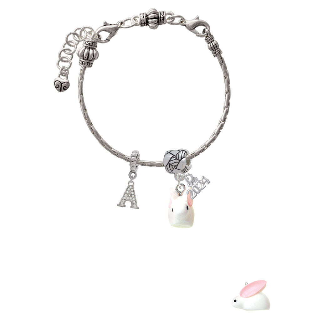 Delight Jewelry Resin White Big Ear Bunny Woven Rope Charm Bead Dangle with Year 2024 Image 3