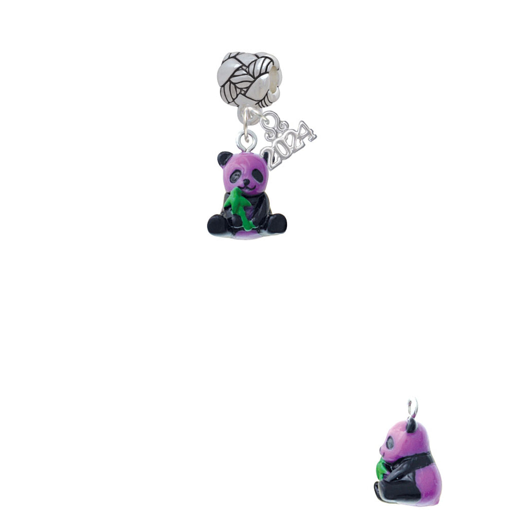 Delight Jewelry Resin Purple Panda Bear Woven Rope Charm Bead Dangle with Year 2024 Image 2