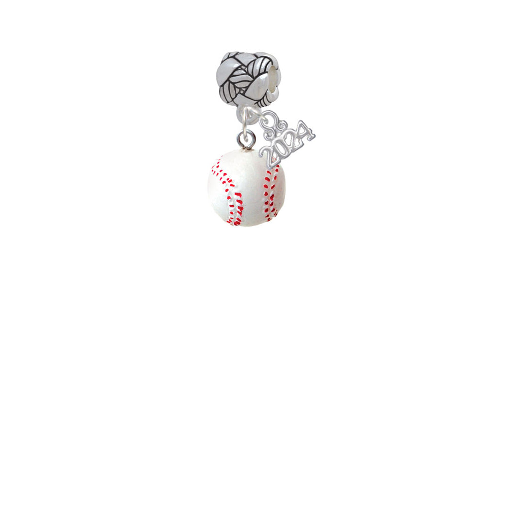 Delight Jewelry Resin 1/2" Baseball Woven Rope Charm Bead Dangle with Year 2024 Image 2